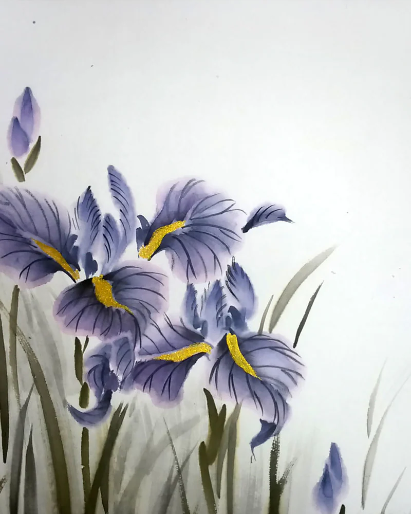 Картина Ирис японский, 50x40 весна лето фиолетовый синий
