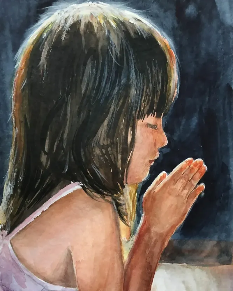 Молитва. Акварель 21×30 см — 21×30 см