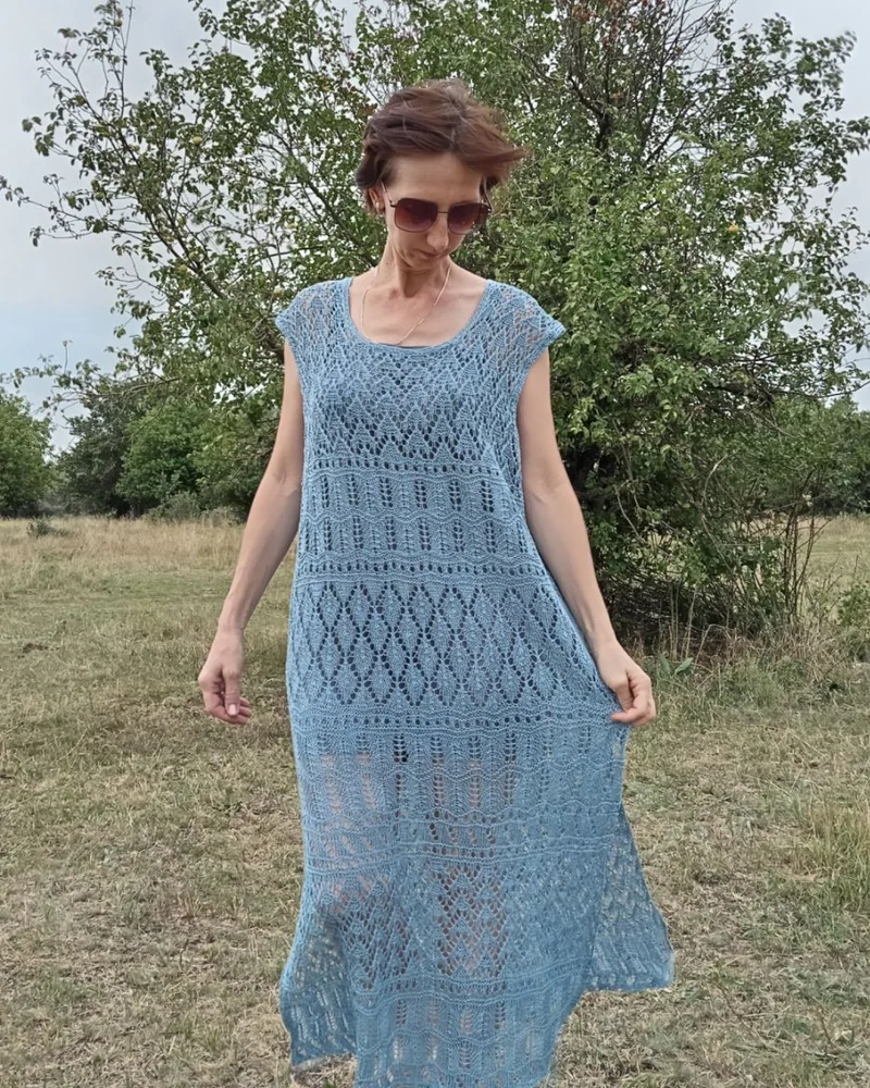 Зелёный Платье пляжное — Платье льняное