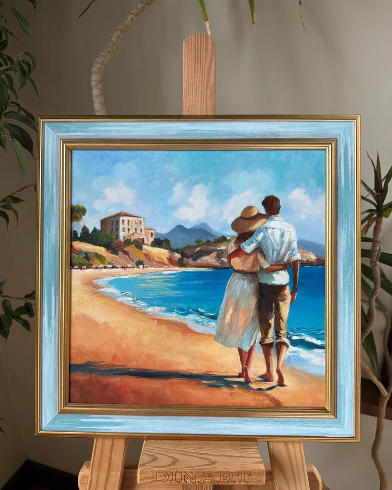 Картина маслом море 38×38см морской пейзаж — Оригинал