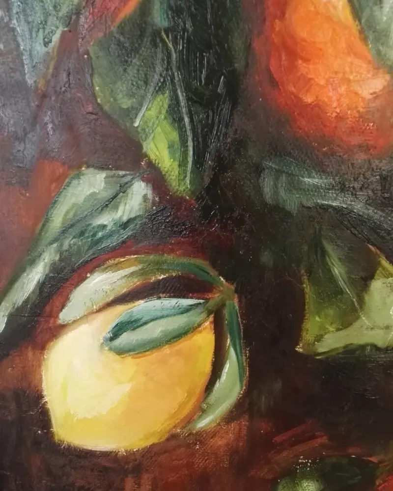 Мандарины и лимон. Картина маслом 40×50 см — 40×50 см