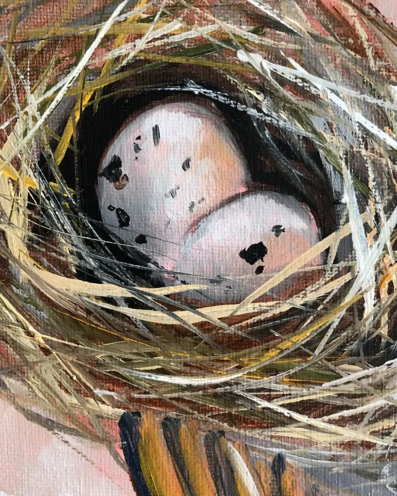 Девушка с птицами. Картина маслом 35×50 см — 35×50 см