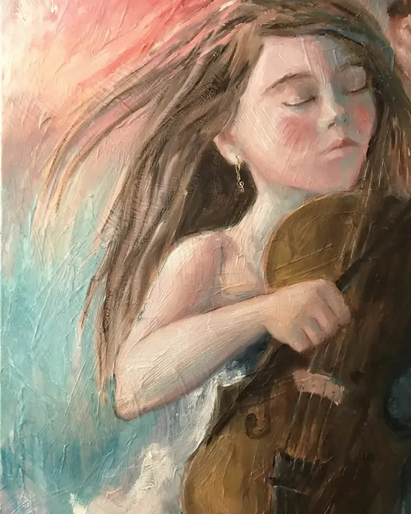 Девочка и скрипка. Картина маслом 40×60 см — 40×60 см