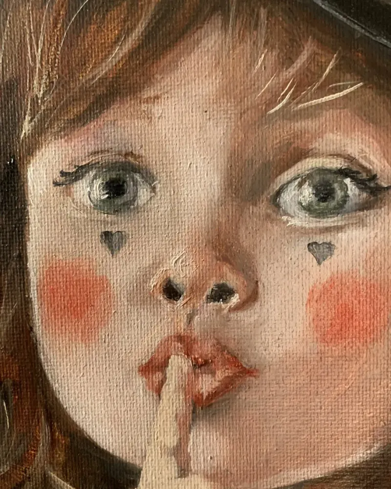 Маленькая клоунесса. Картина маслом 20×20 см — 20×20 см