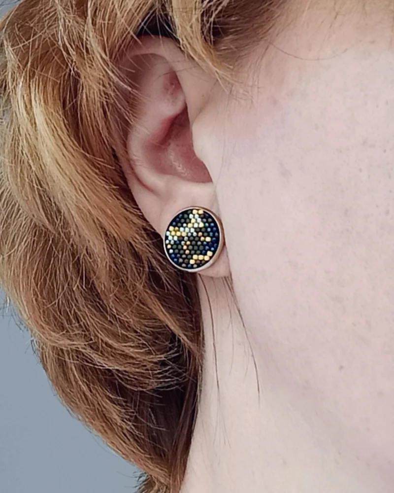 Серьги гвоздики Иные Миры, ювелирный бисер — 2. Миры Кассиопеи