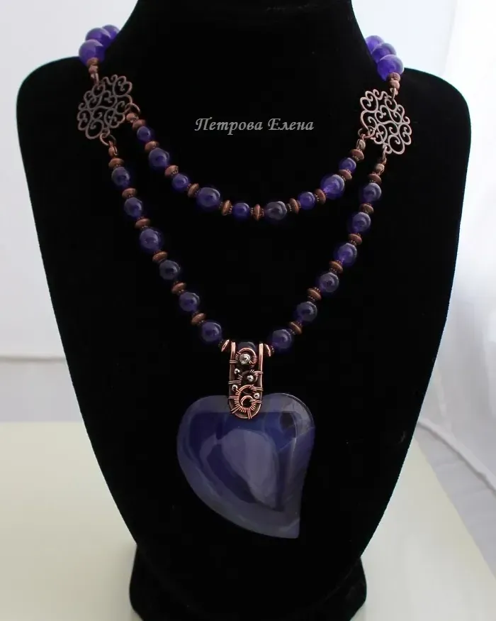 Комплект «Violet Heart» с агатом — Основной