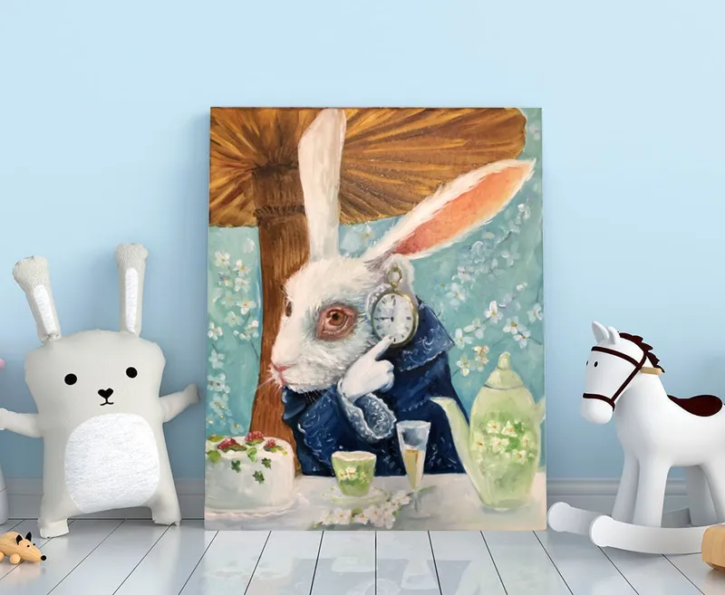 Белый Кролик. Картина маслом 40×50 см