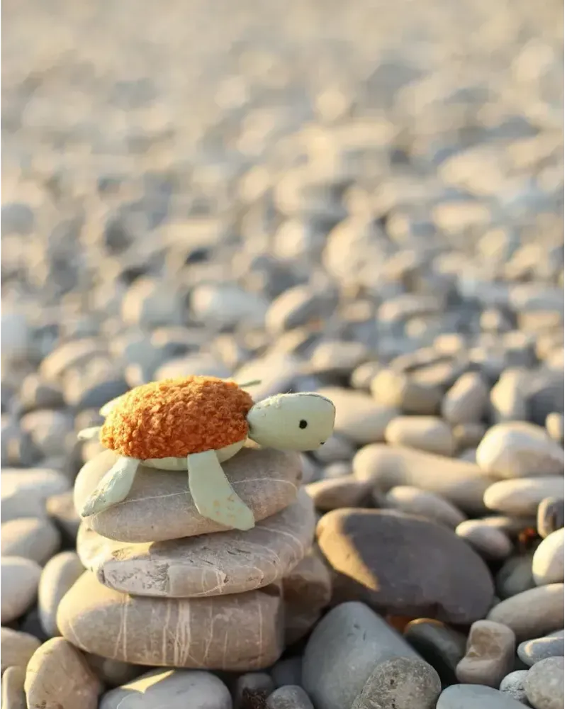 Морская черепашка из букле и хлопка, зелёно-коричневая — Основной