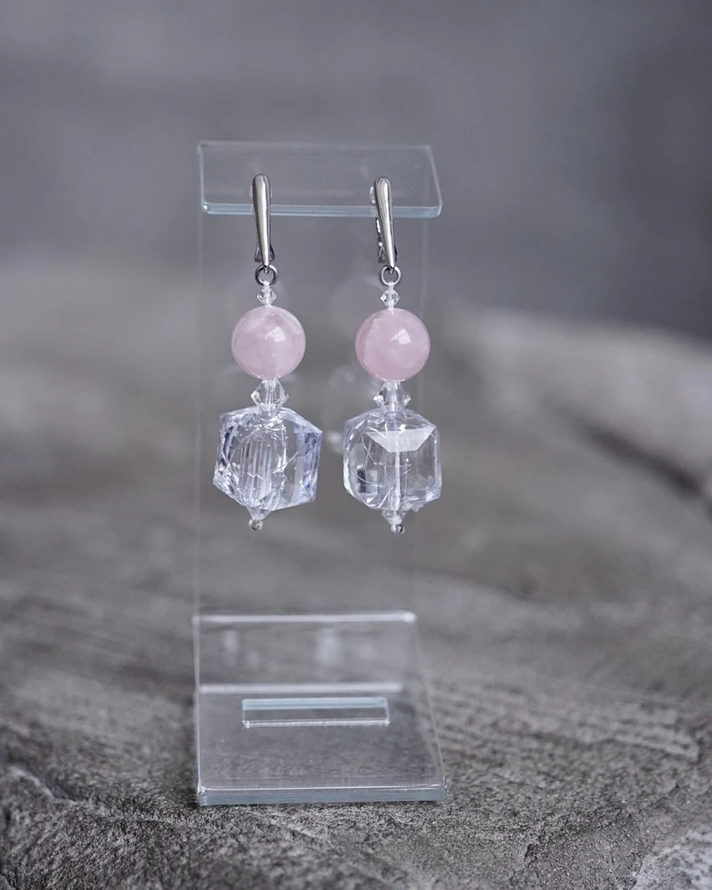 Серьги с розовым кварцем — Серьги с розовым кварцем