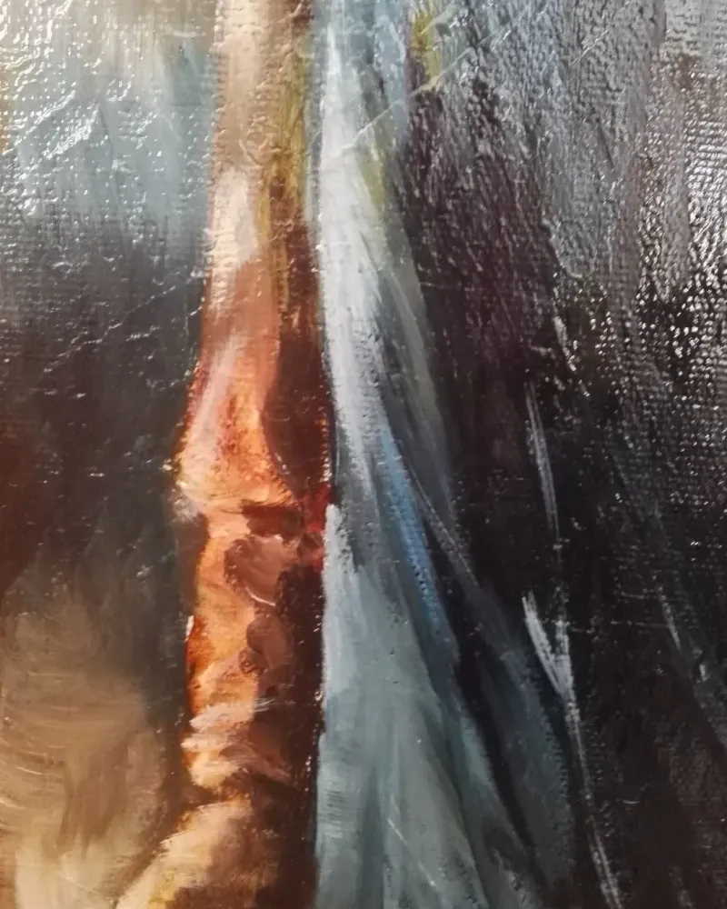 Двое у окна. Картина маслом 30×60 см — 30×60 см