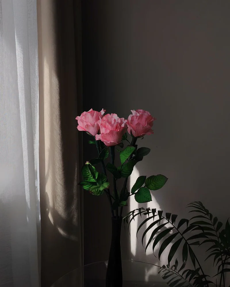 Букет-ночник из 3 роз «Pink», розовый