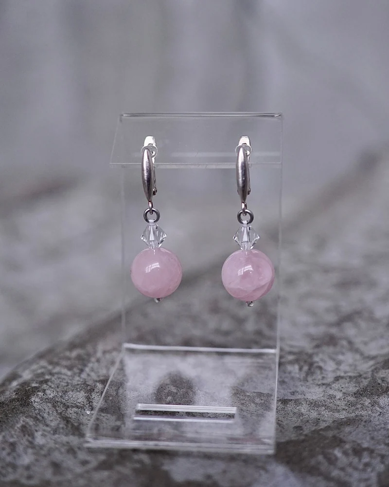 Серьги с розовым кварцем — Серьги с розовым кварцем