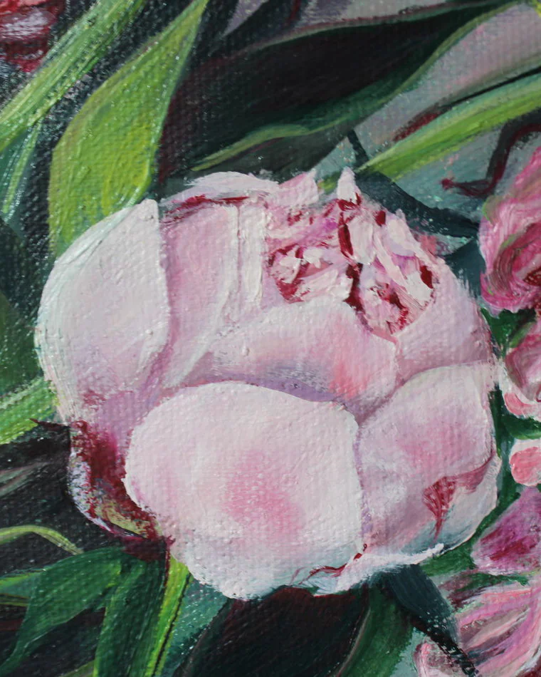 Картина с пионами маслом, Peonies