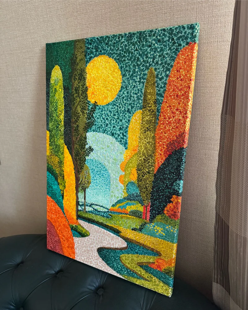 Картина маслом Пейзаж пуантилизм 40×60 — Оригинал