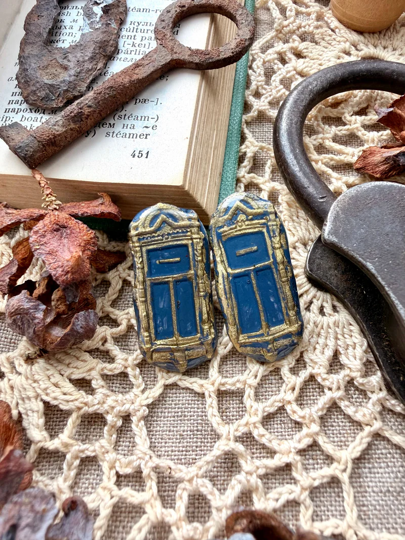 Серьги «Окошки» синие