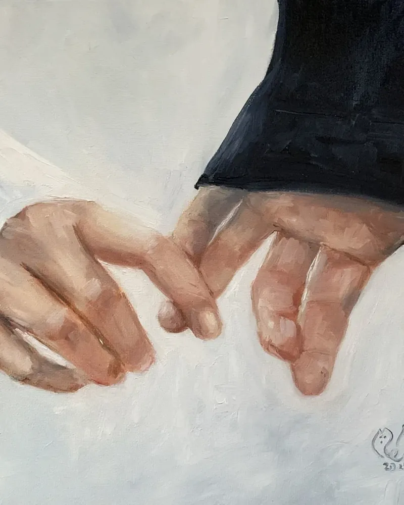 Прикосновение. Картина маслом 30×30 см — 30×30 см