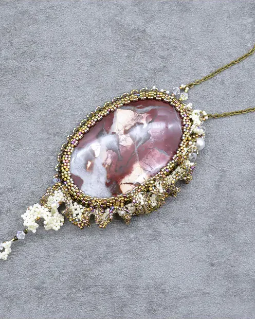 Кулон с яшмой и Swarovski