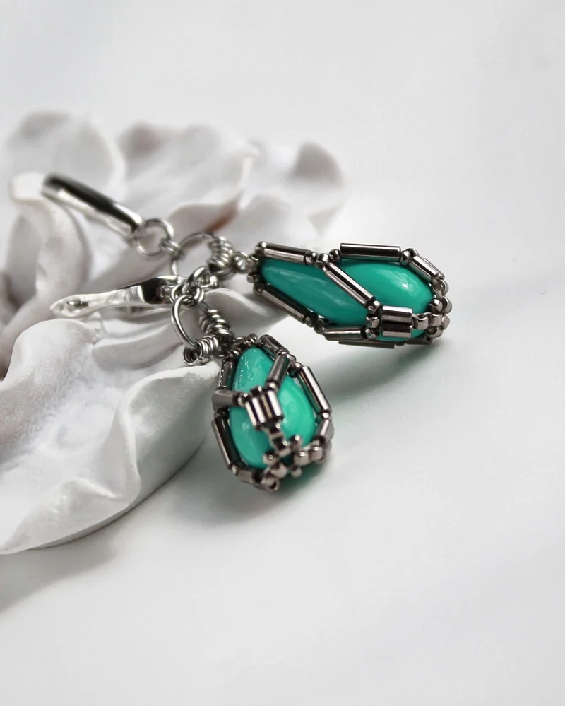 Яркие серьги "Mint" — зелёные — Основной
