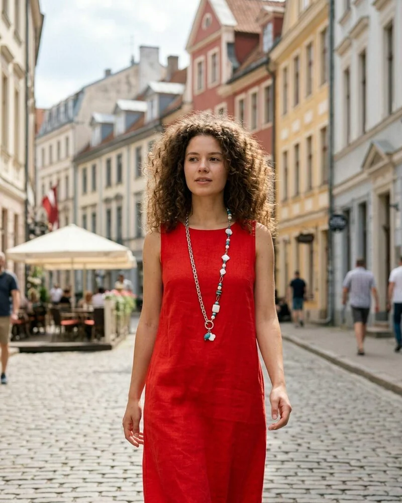 Сотуар. Длинная цепочка с жемчугом майорка — разноцветный