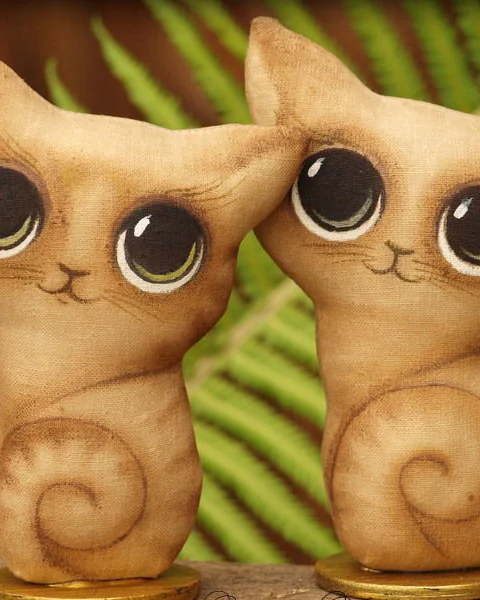 Кошки-крошки. Винтажные малышки. Кофейные Интерьерные игрушки