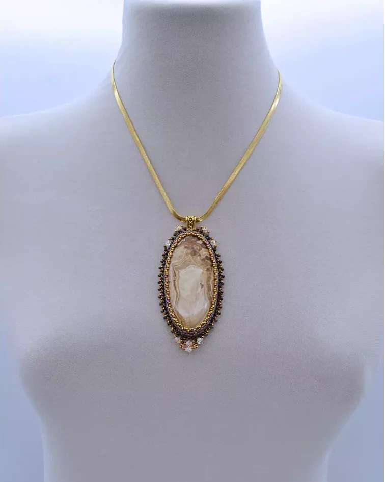 Авторский кулон с агатом и Swarovski