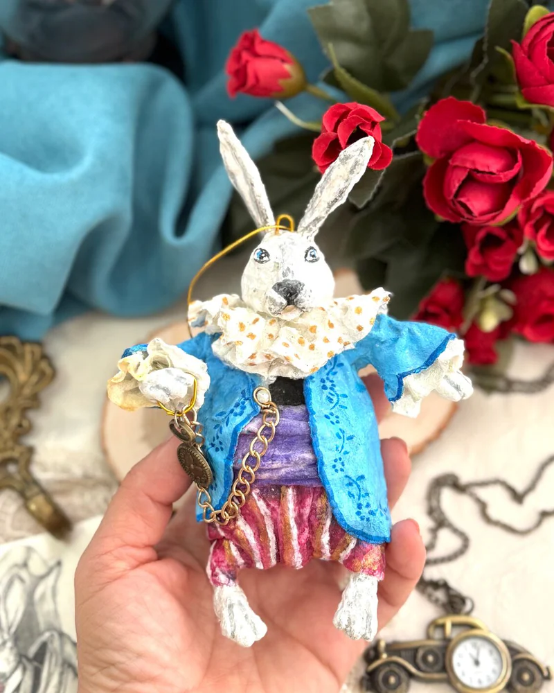 Ёлочные игрушки. Ватная игрушка Белый Кролик из Алисы в Стране Чудес
