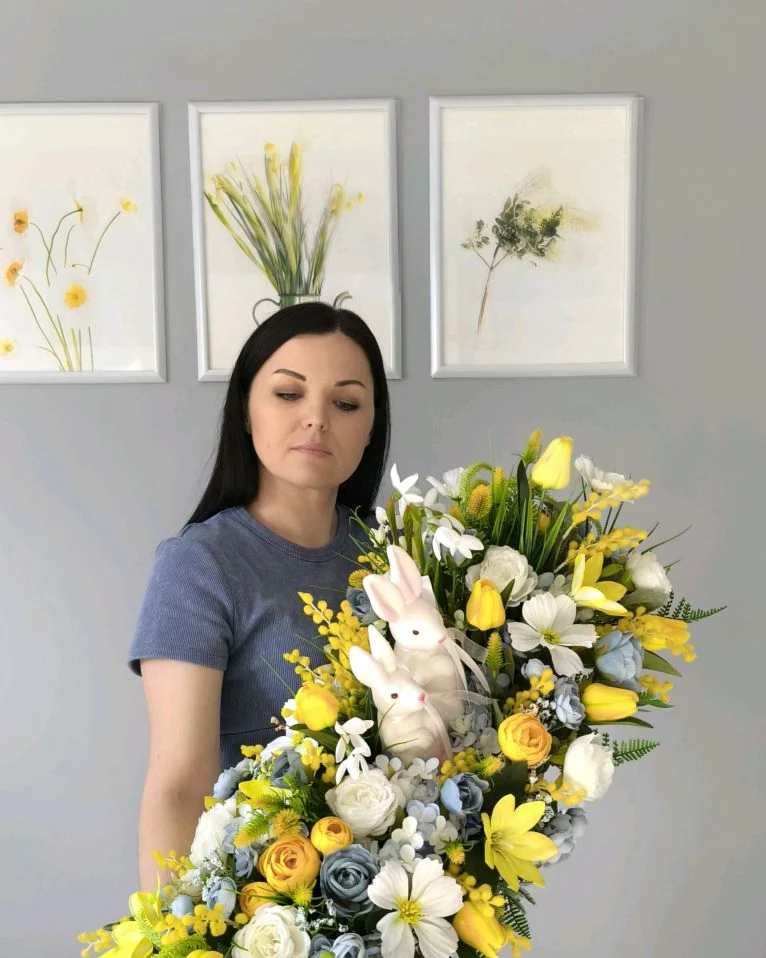Весенняя композиция с зайчатами — Весенняя композиция с зайчатами