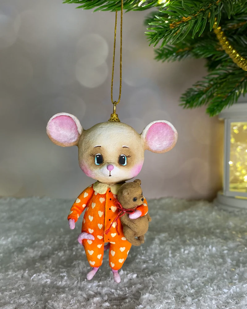 Ёлочная игрушка «Мышка с мишкой»