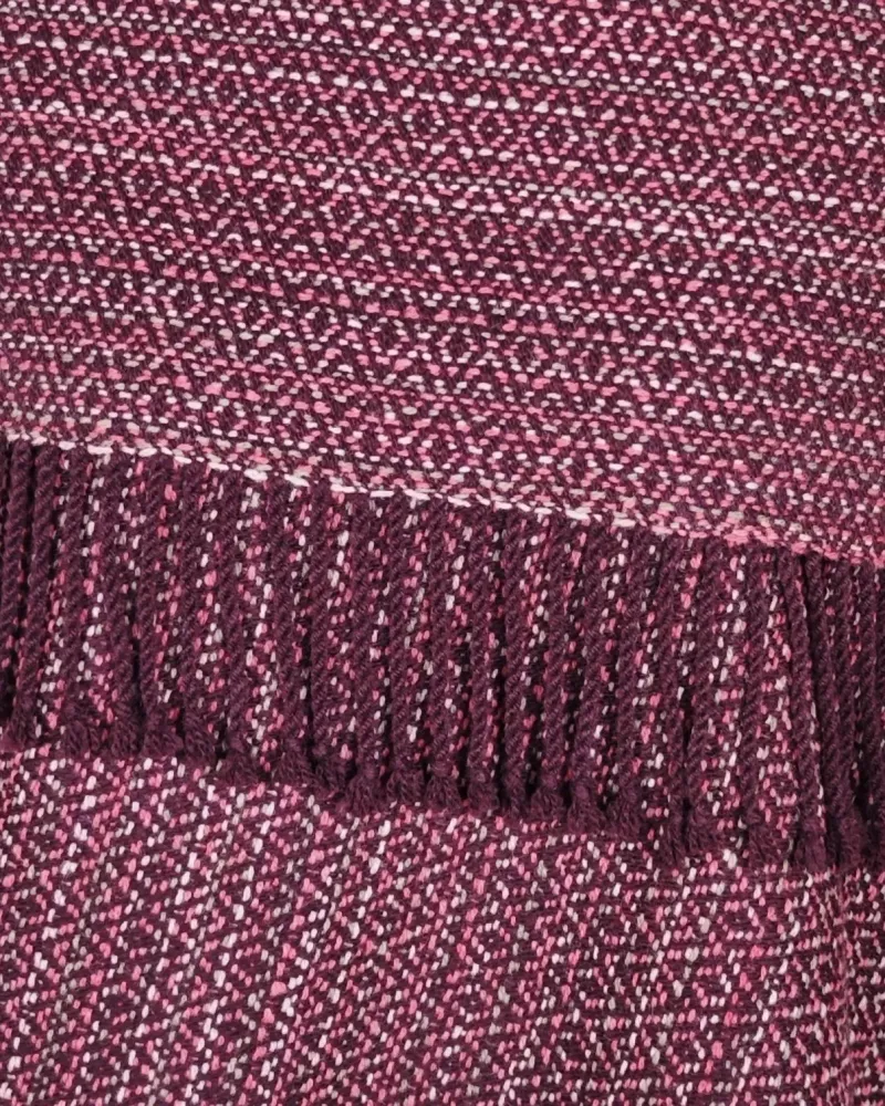 Палантин ручного ткачества, бордовый в розовый ромб, 48×188 см