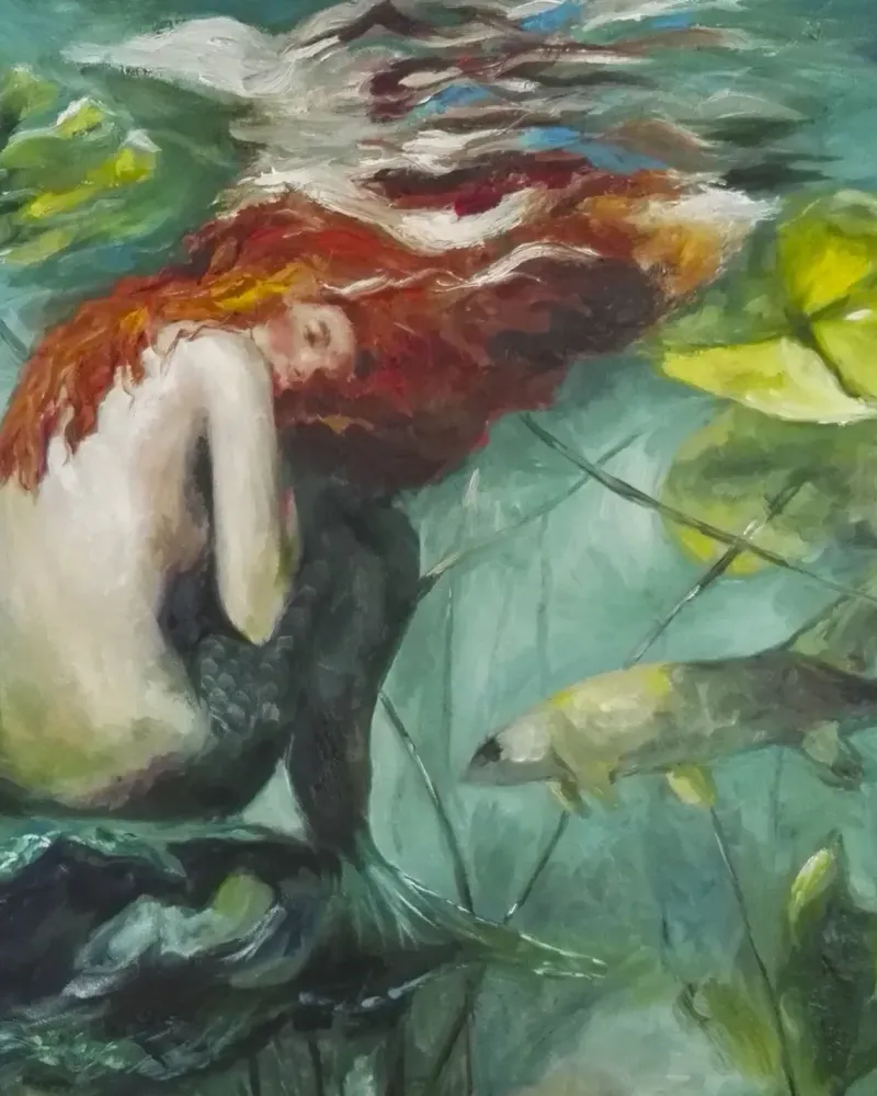 Русалка. Картина маслом 60×60 см — 60×60 см