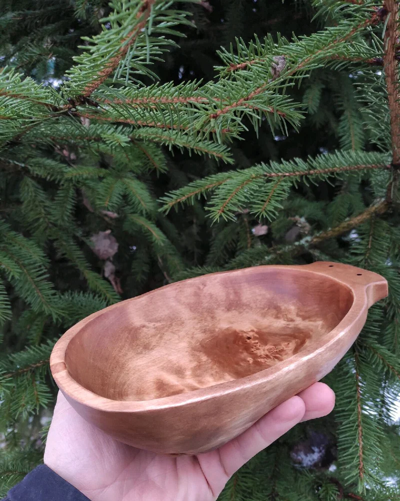 Миска из капа берёзы, морённая чагой — Миска из капа берёзы, морённая чагой