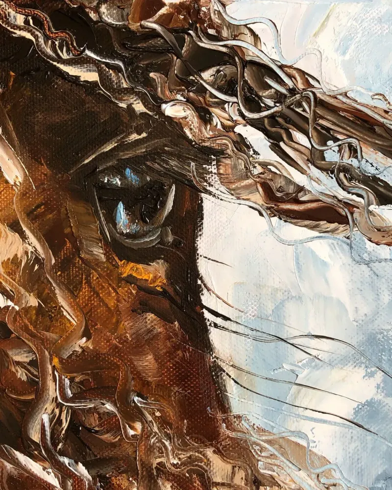 Взгляд. Картина маслом 20×20 см — 20×20 см