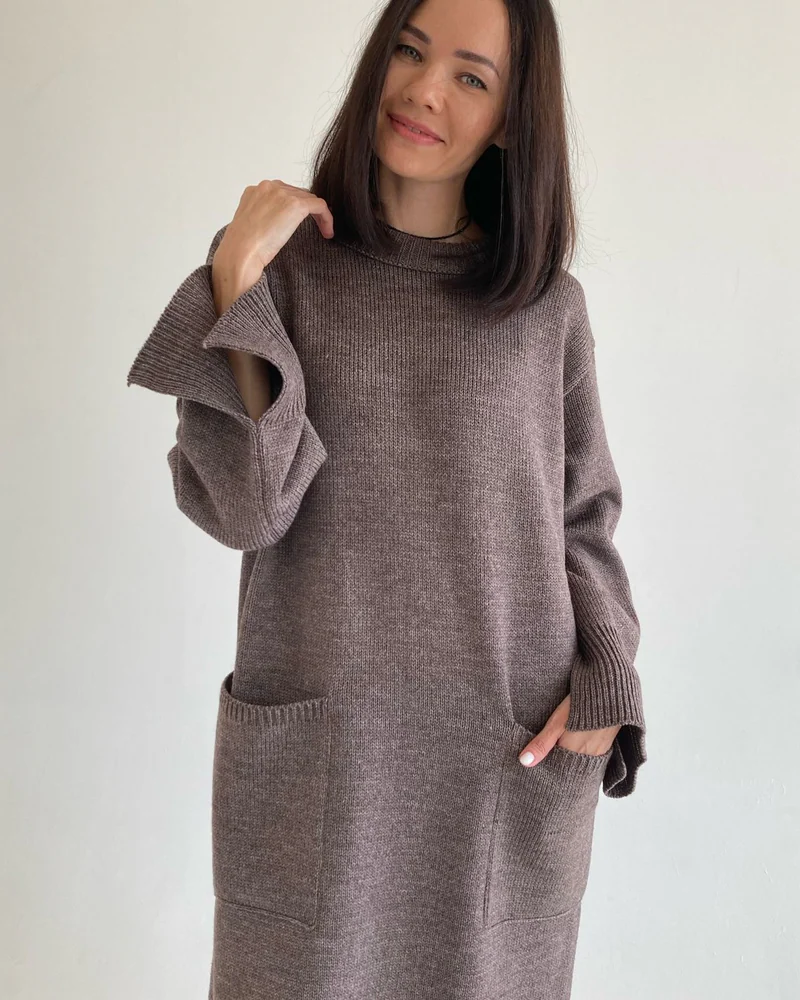 Вязаное платье Кофейное
