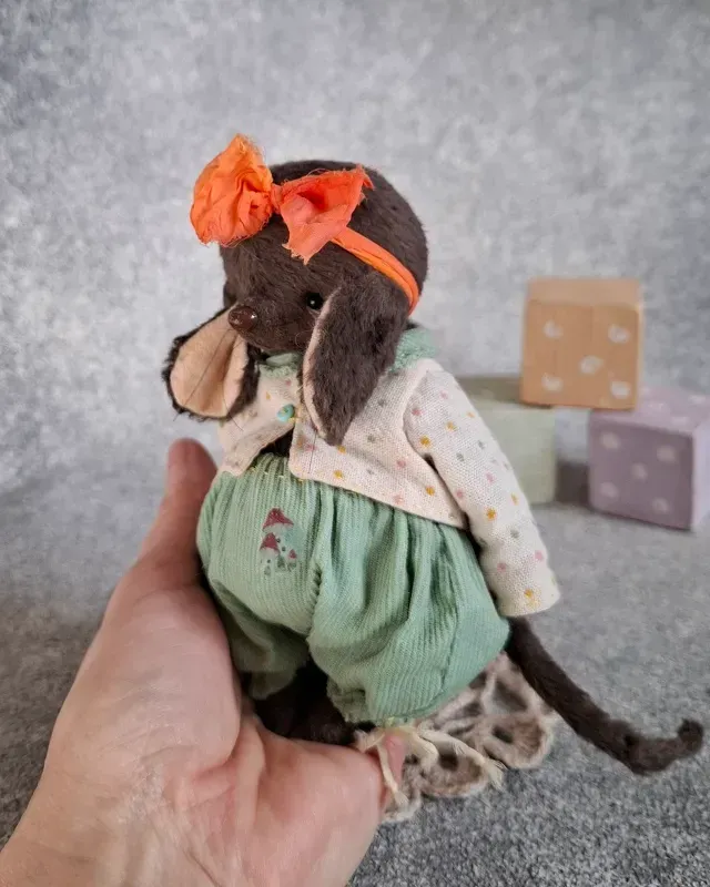 Мышка Тедди Молли, коричневая, 14 см