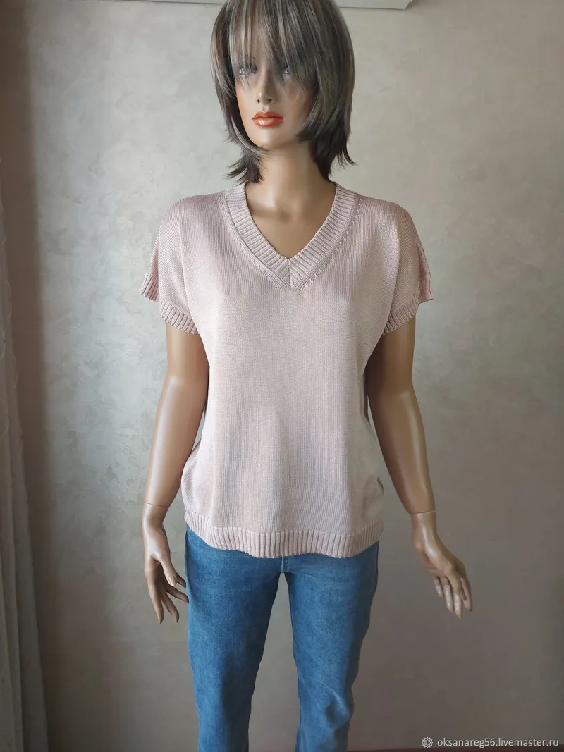 Топ из натурального шелка — бежево-розовый