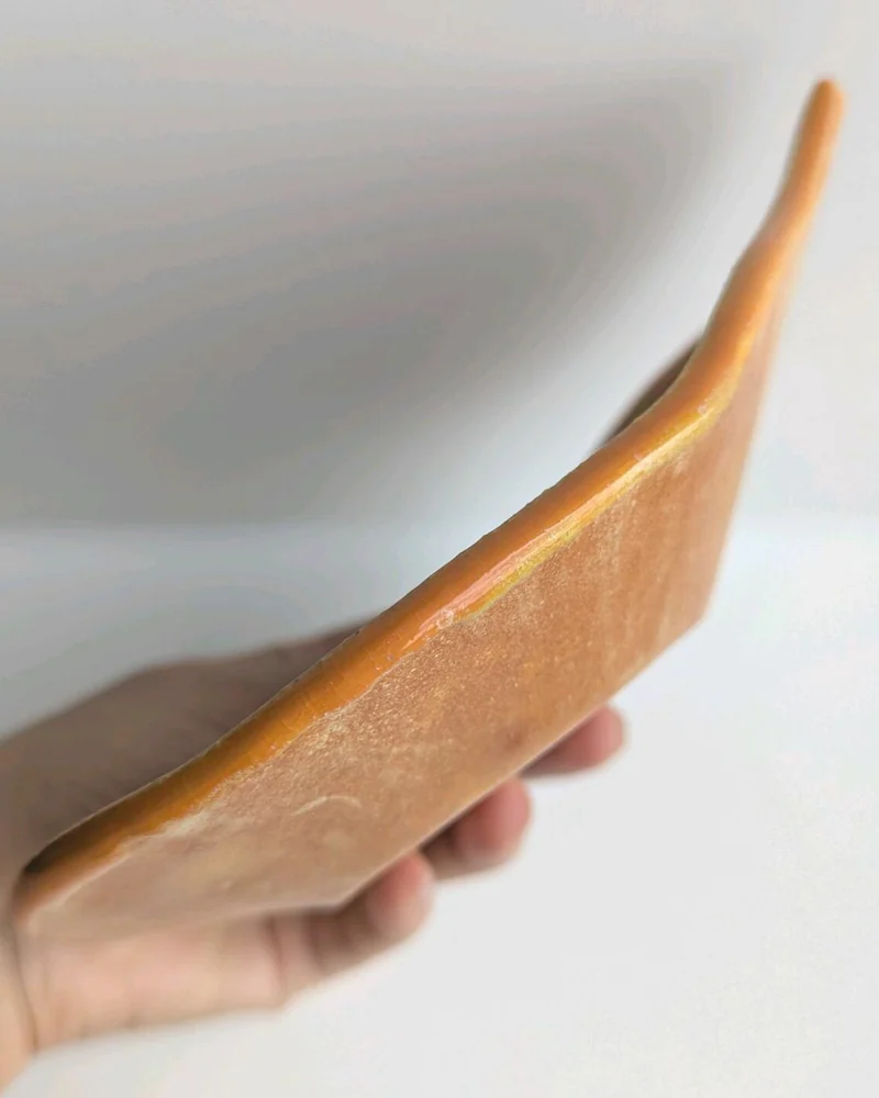 Тарелка керамическая Листик. Фруктовница оранжевая ручной работы