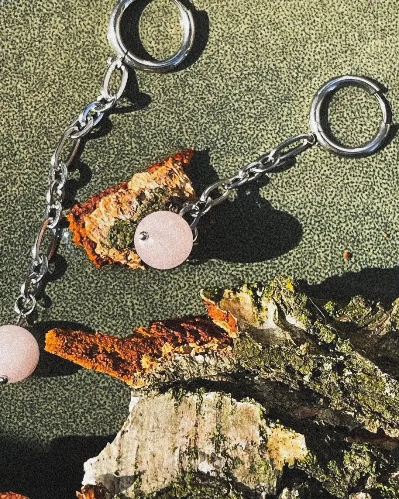 Серьги из розового кварца