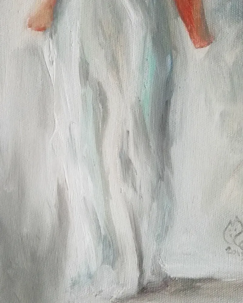 Мама и малыш. Картина маслом 30×60 см — 30×60 см