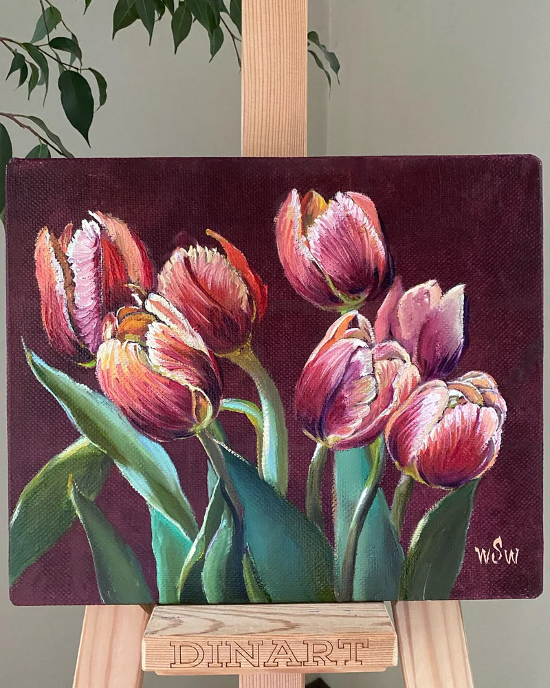Картина маслом. Тюльпаны. 30×25 см — Оригинал