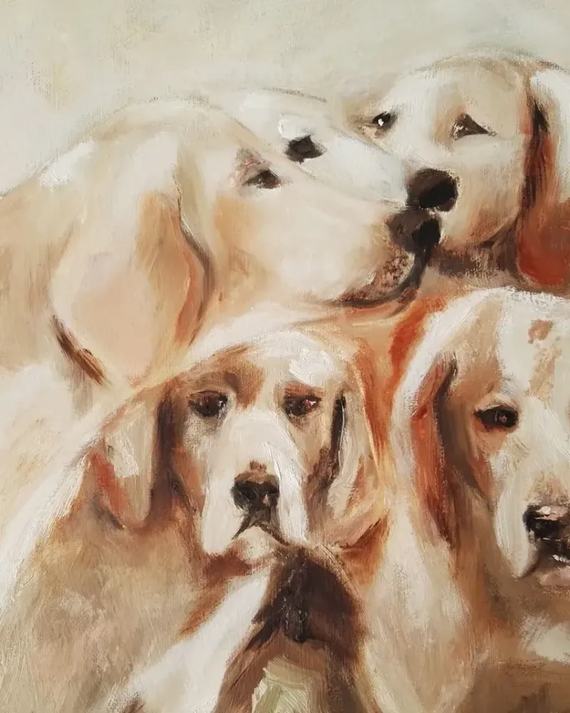 Охота с собаками. Картина маслом 60×80 см — 60×80 см