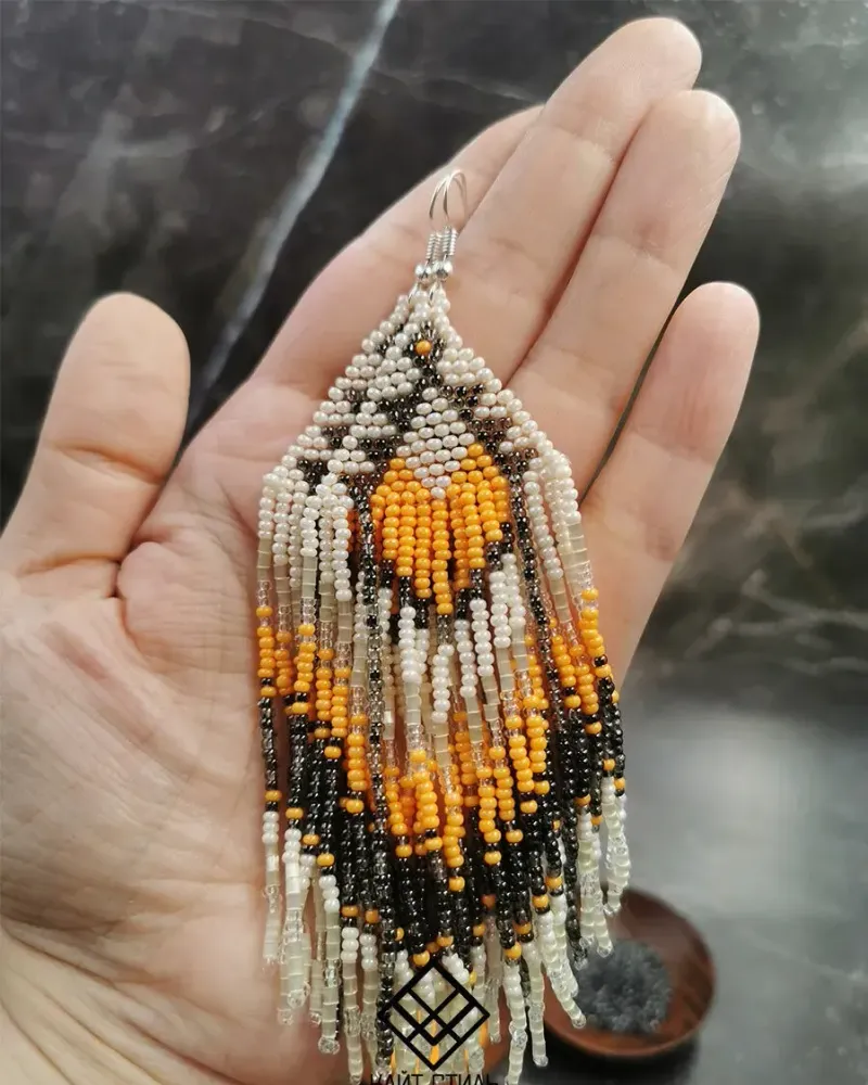 Серьги из бисера «Лисий хвост»