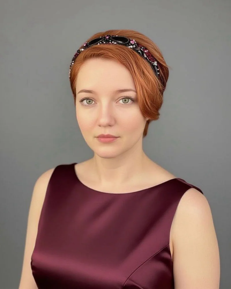 Ободок с натуральными камнями, мультиколор