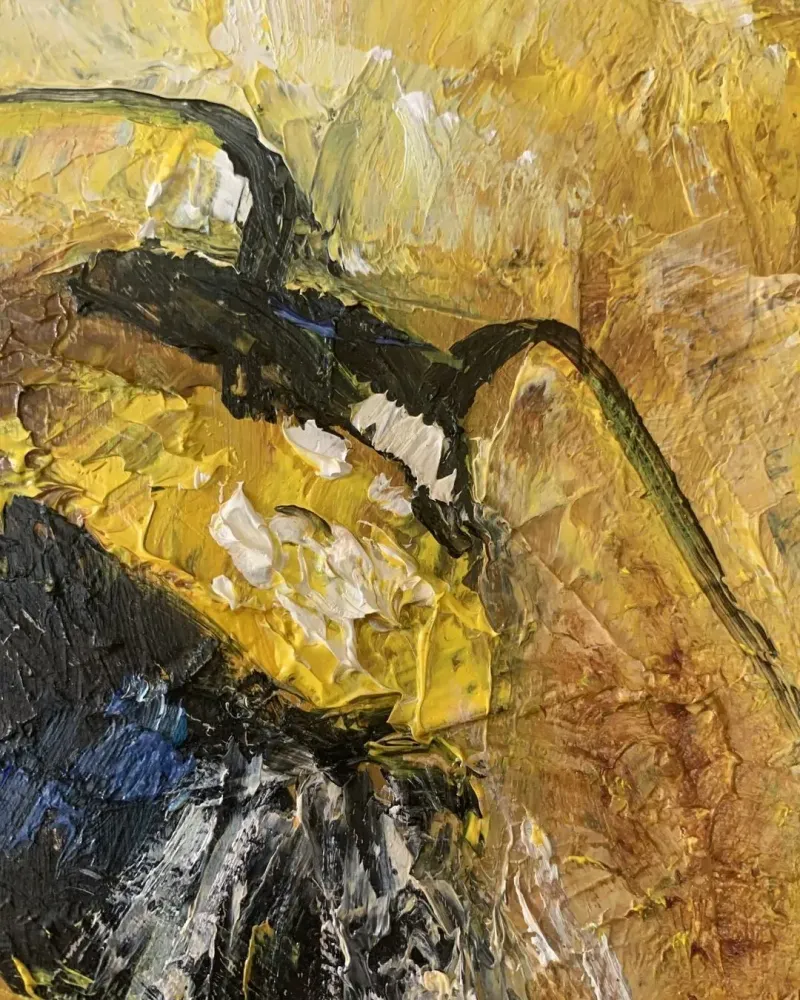 Шмель. Картина маслом 20×20 см — 20×20 см