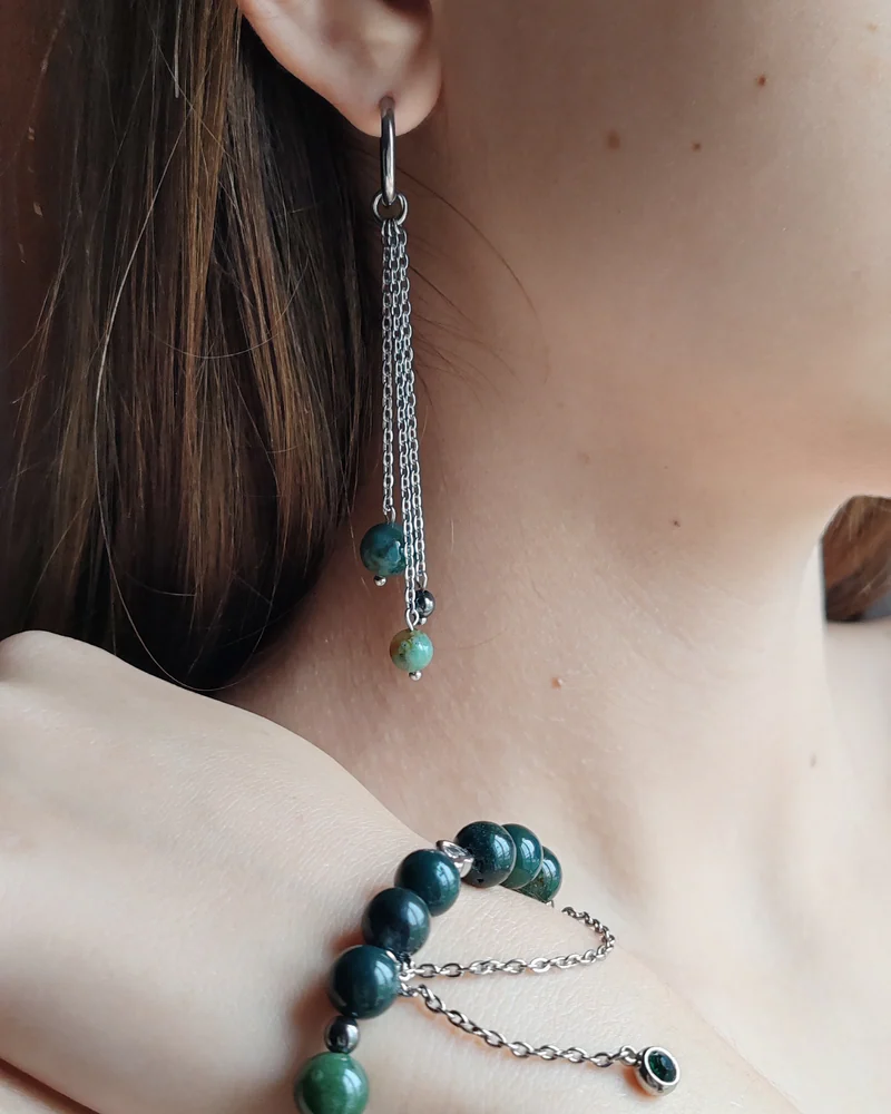 Сет украшений из Мохового Агата