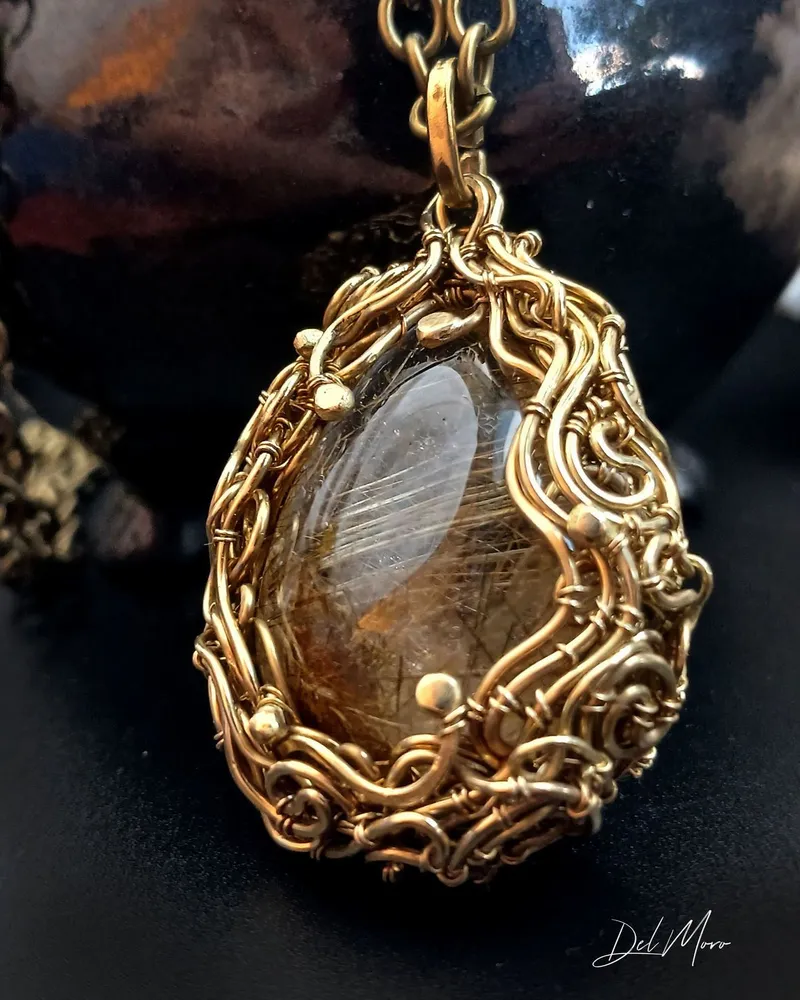 Кулон «Venus Gold» с рутиловым кварцем — Коричневый, Рутиловый кварц 1