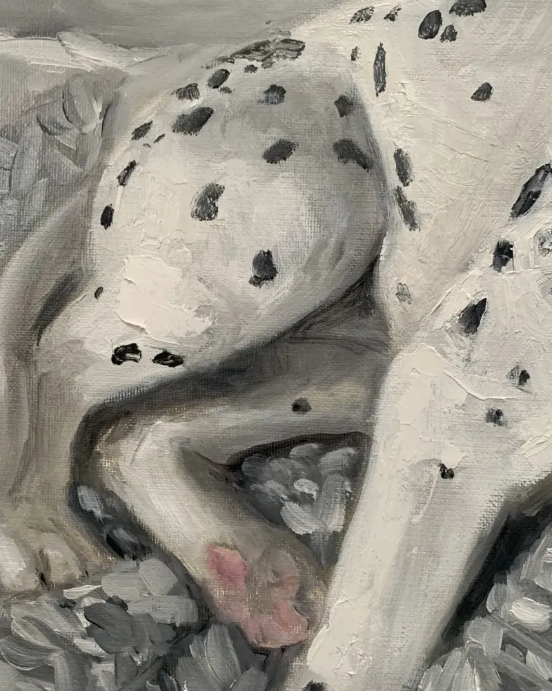 Девушка и её пёс. Картина маслом 60×70 см — 60×70 см