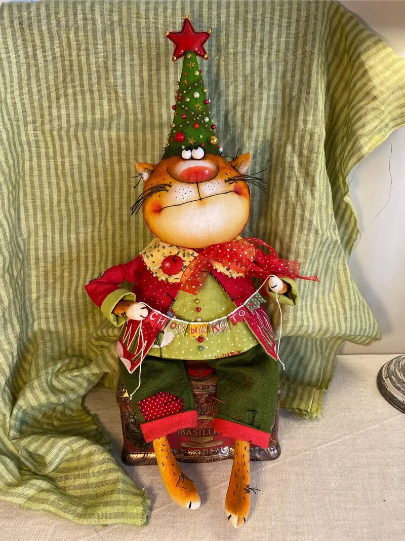 Новогодний кот «С Новым Котом», текстильная кукла, 40 см