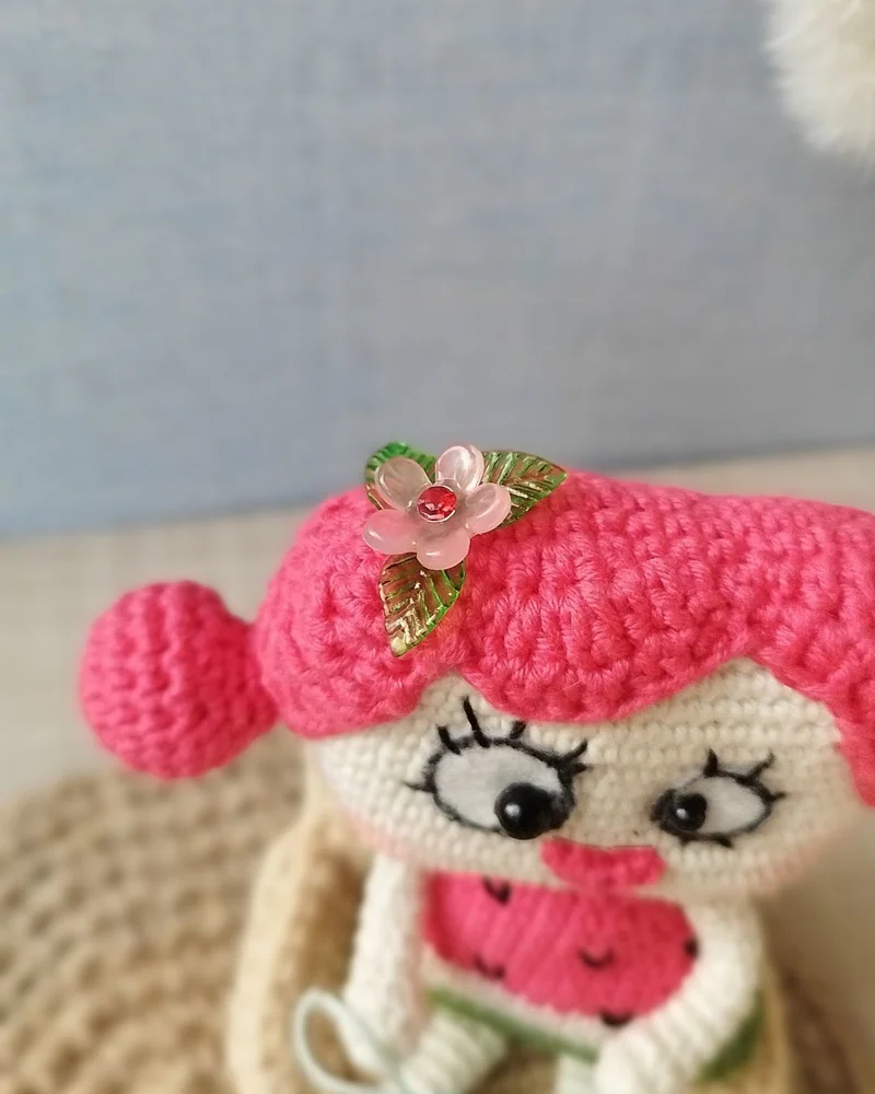 Вязаная кукла Арбузная Маша, амигуруми игрушка