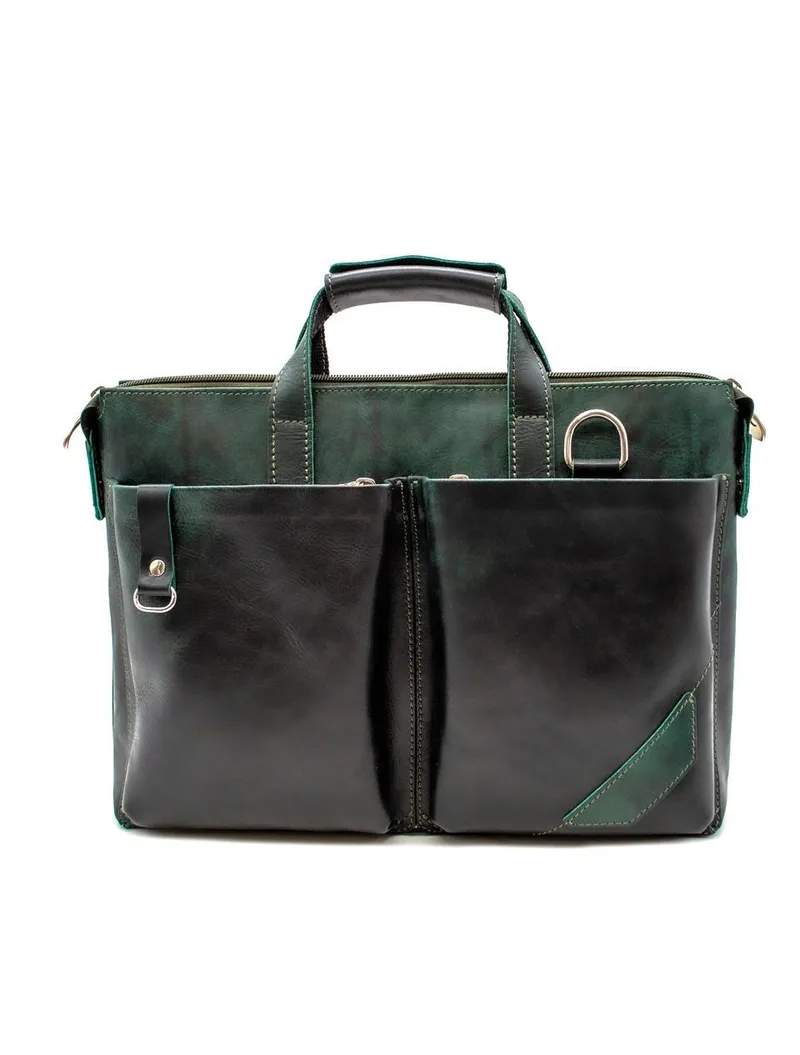 Кожаная сумка для документов и ноутбука, изумрудный эксклюзив