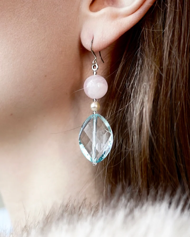 Серьги с розовым кварцем — Серьги с розовым кварцем